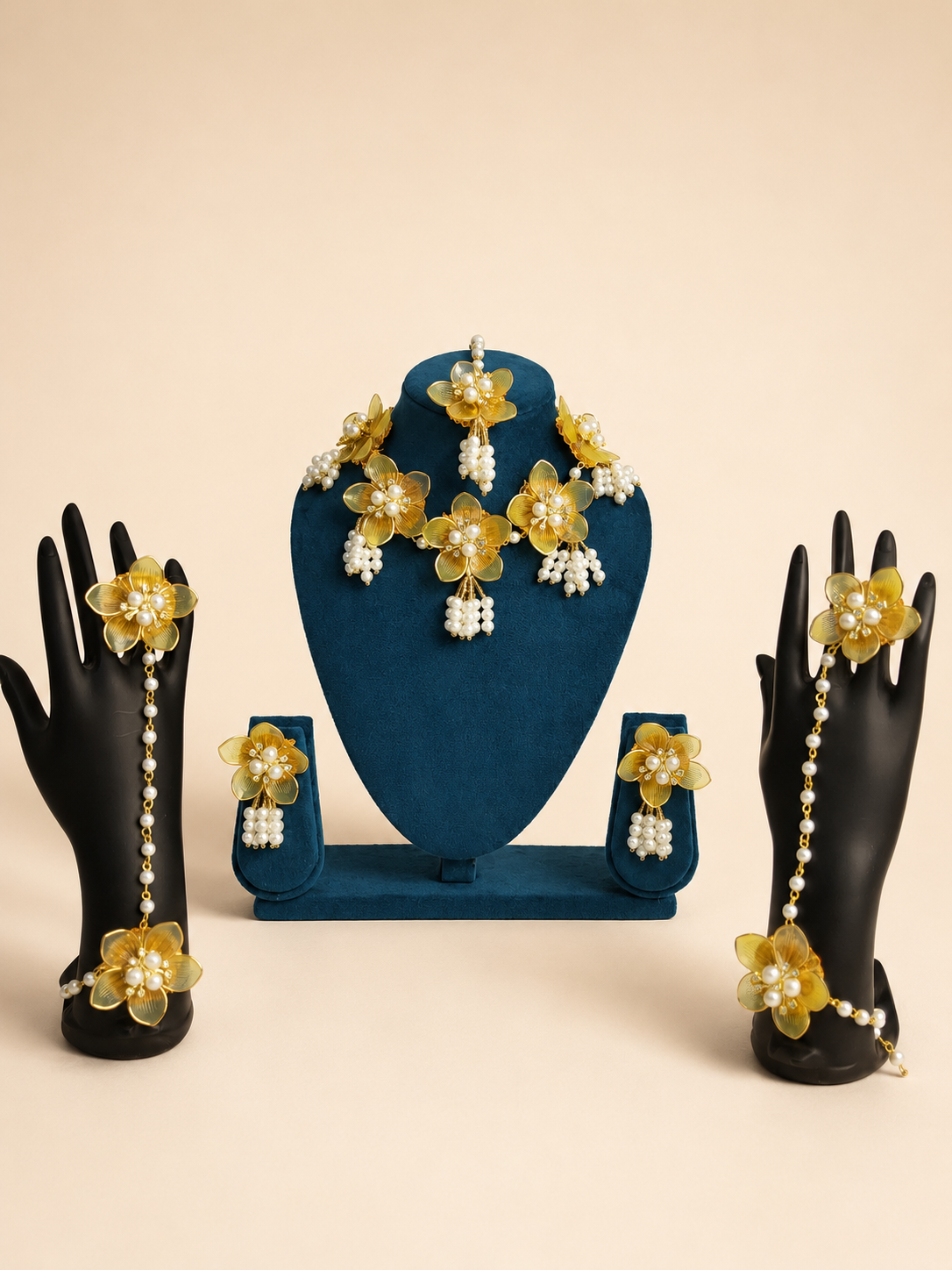Yellow acrylic floral jewellery full set