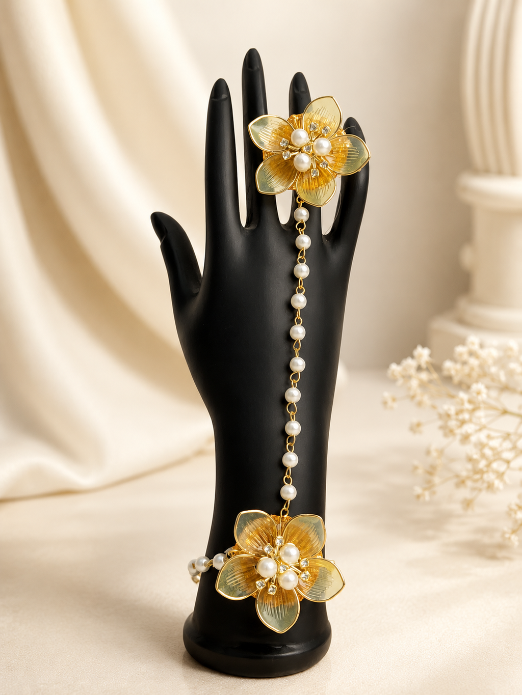Yellow acrylic floral hathphool