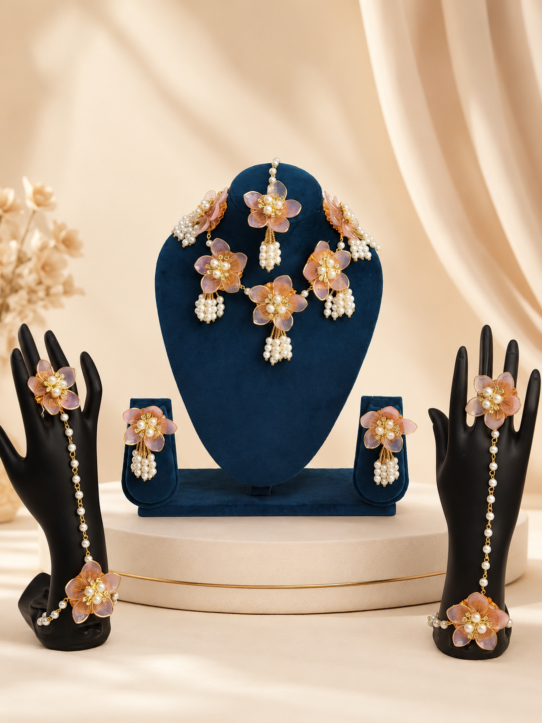 Blush lavender acrylic floral jewellery full set