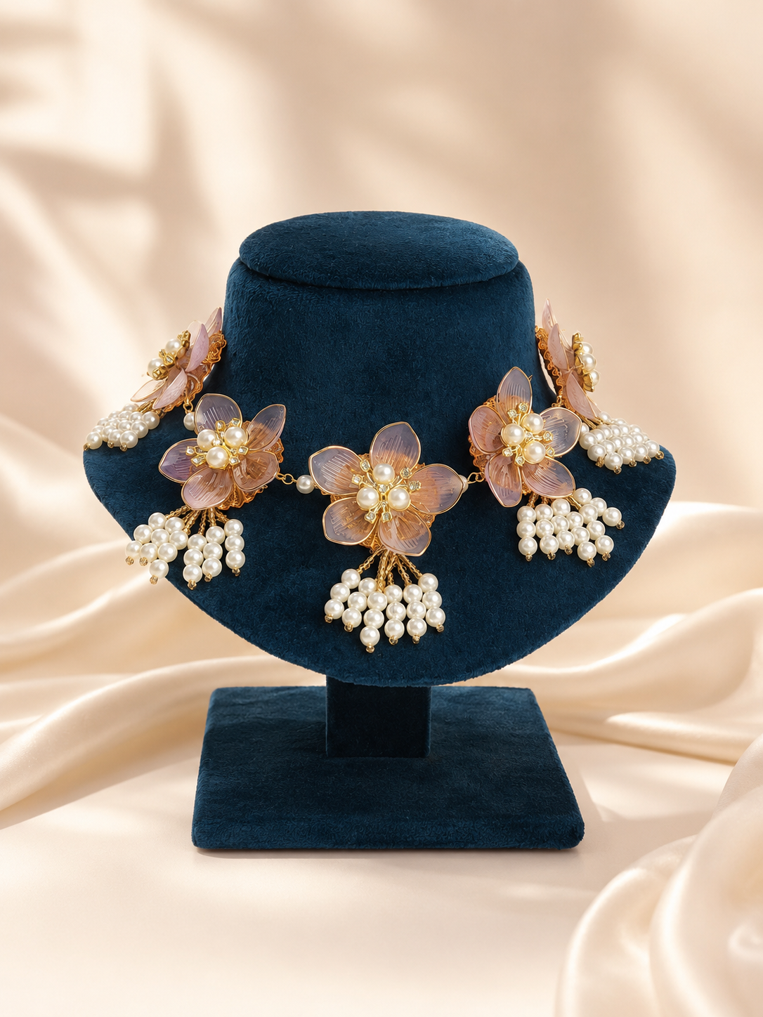 Blush lavender acrylic floral jewellery necklace