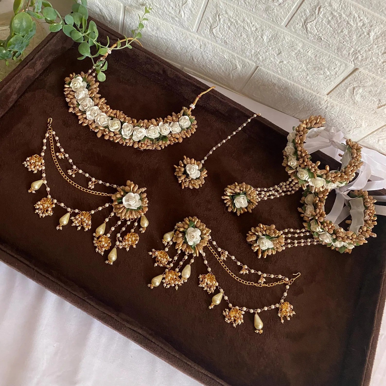 Handmade Floral Jewellery Set for Haldi, Mehendi & Wedding Functions
